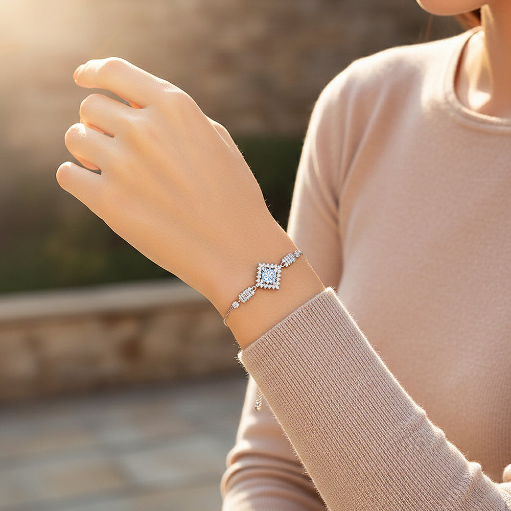 Rhombus Halo Slider Bracelet | Moissanite | Prm9164 - Bracelets | Singapore Jewellery, Wedding Rings & Gifts | Same Day Delivery | Tiara.com.sg