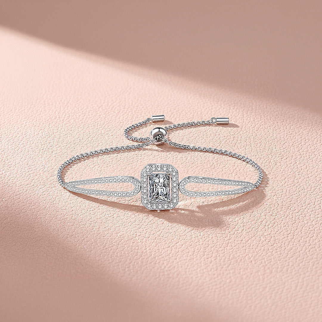 Emerald Halo Slider Bracelet | Moissanite | Prm9165