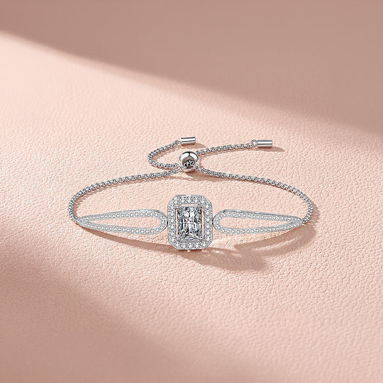 Emerald Halo Slider Bracelet | Moissanite | Prm9165