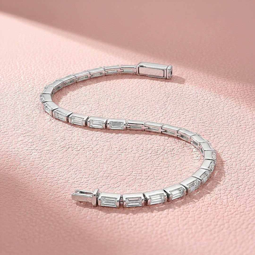 Baguette Diamond Simulant Silver Tennis Women Ring | Prm9174