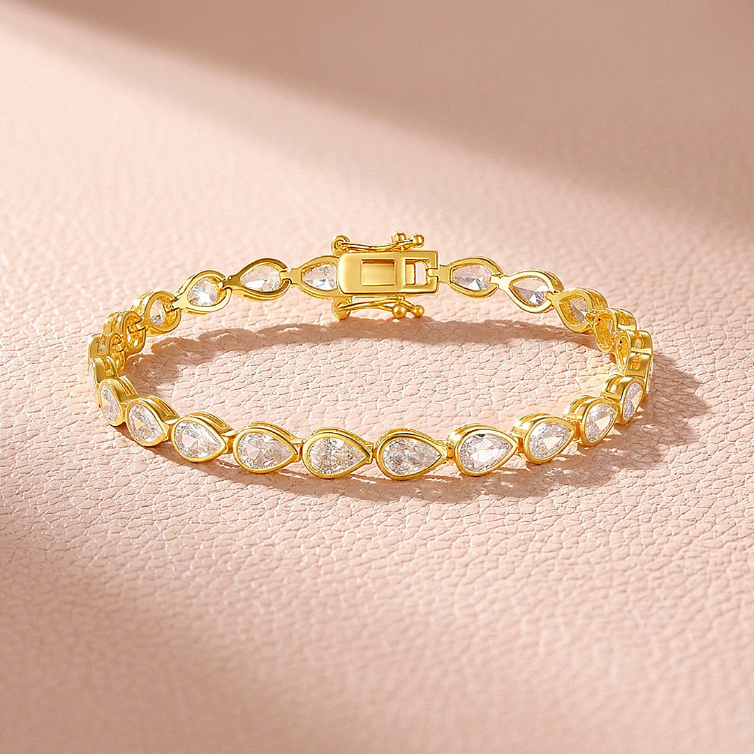 Pear Cut Moissanite Gold Tennis Women Bracelet | Prm9177