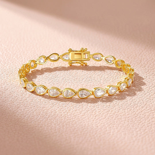Pear Cut Moissanite Gold Tennis Women Bracelet | Prm9177