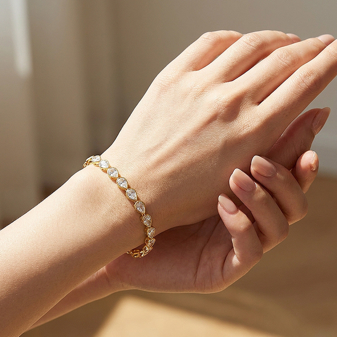 Pear Cut Moissanite Gold Tennis Women Bracelet | Prm9177