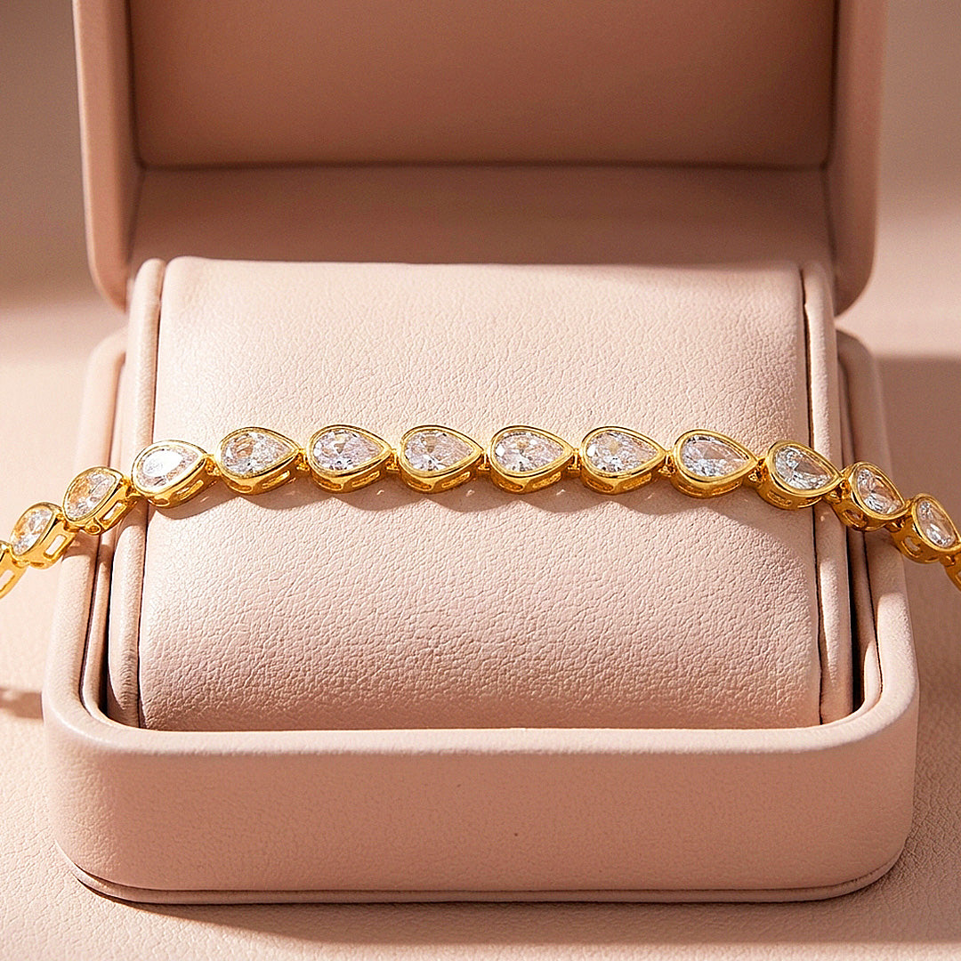 Pear Cut Moissanite Gold Tennis Women Bracelet | Prm9177