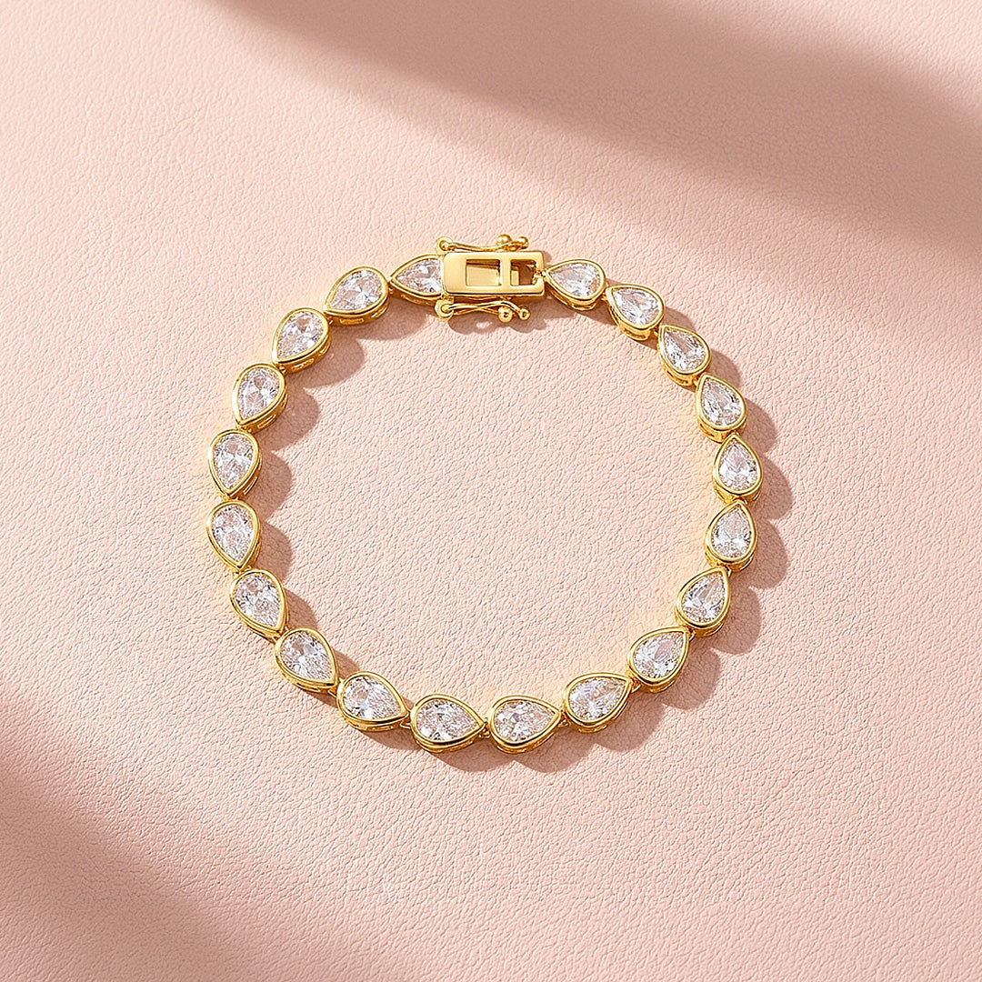 Pear Cut Moissanite Gold Tennis Women Bracelet | Prm9177