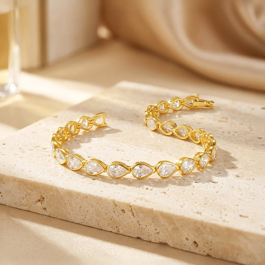 Pear Cut Moissanite Gold Tennis Women Bracelet | Prm9177