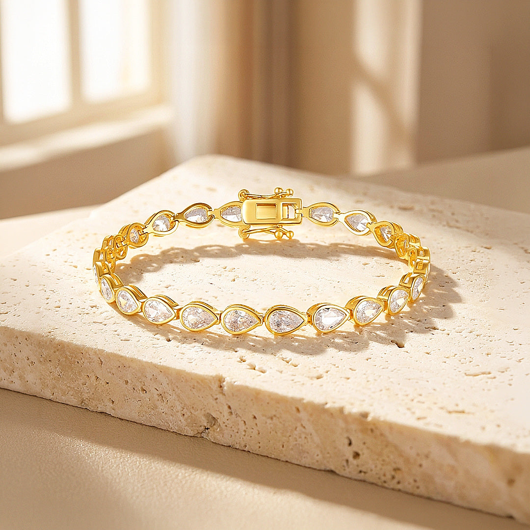 Pear Cut Moissanite Gold Tennis Women Bracelet | Prm9177