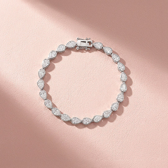 Pear Cut Moissanite Silver Tennis Women Bracelet | Prm9178
