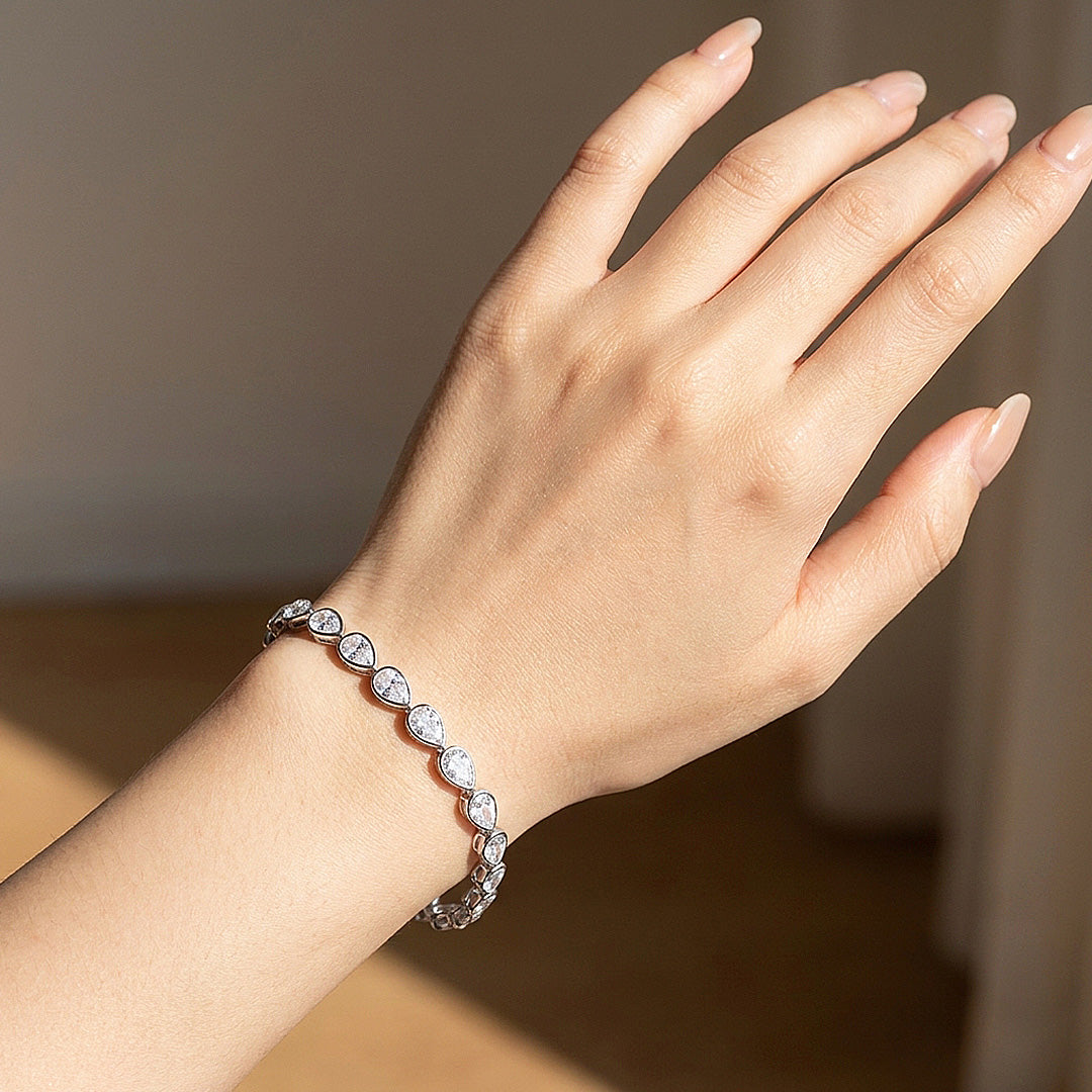 Pear Cut Moissanite Silver Tennis Women Bracelet | Prm9178