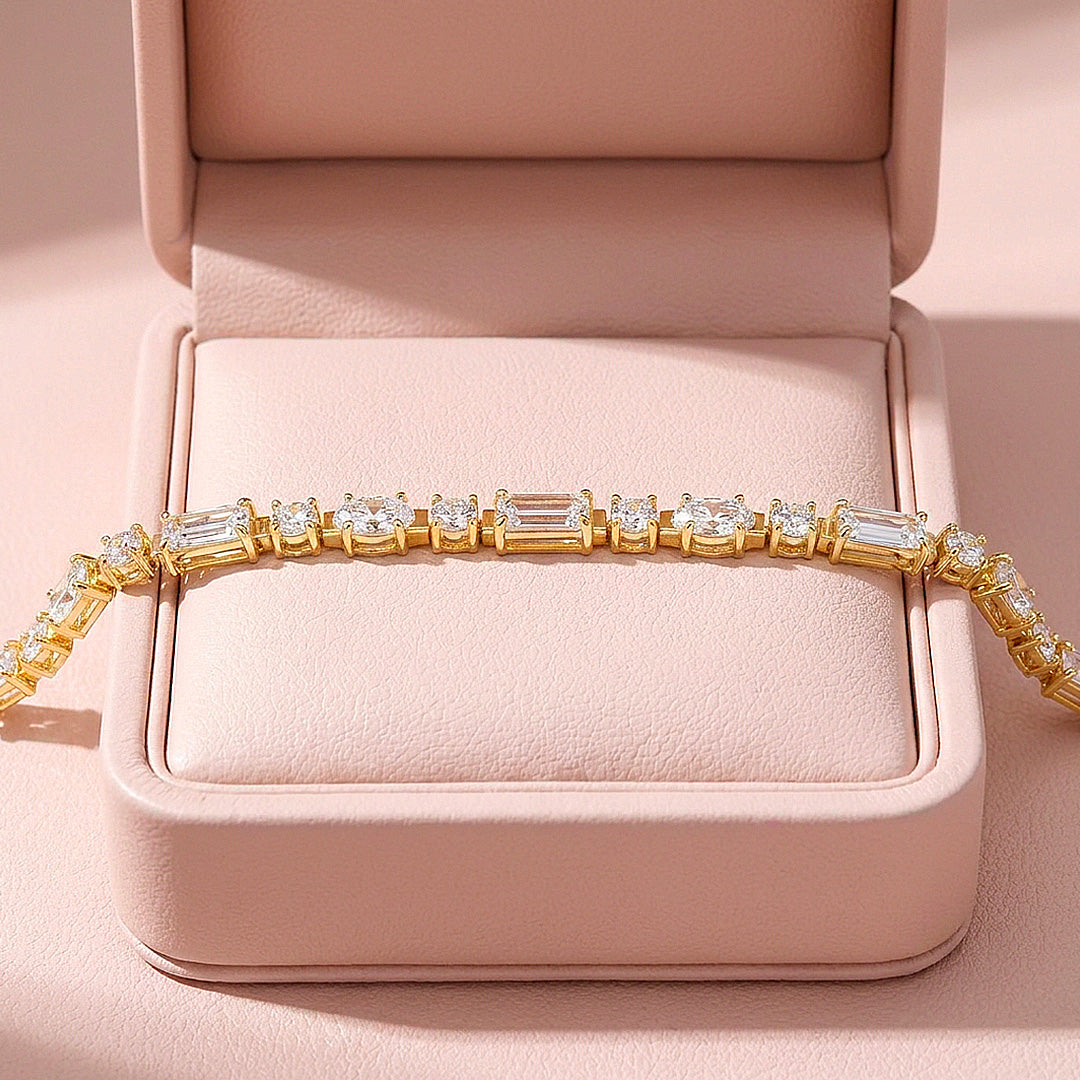 Multi Cut Moissanite Gold Tennis Women Bracelet | Prm9183