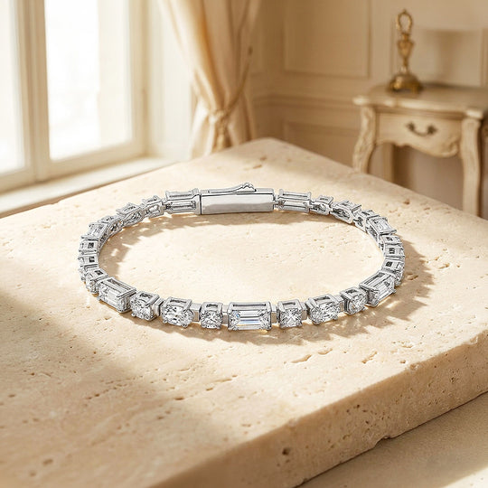 Multi Cut Moissanite Silver Tennis Women Bracelet | Prm9184