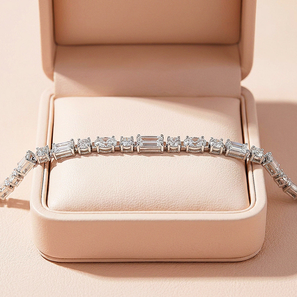 Multi Cut Moissanite Silver Tennis Women Bracelet | Prm9184