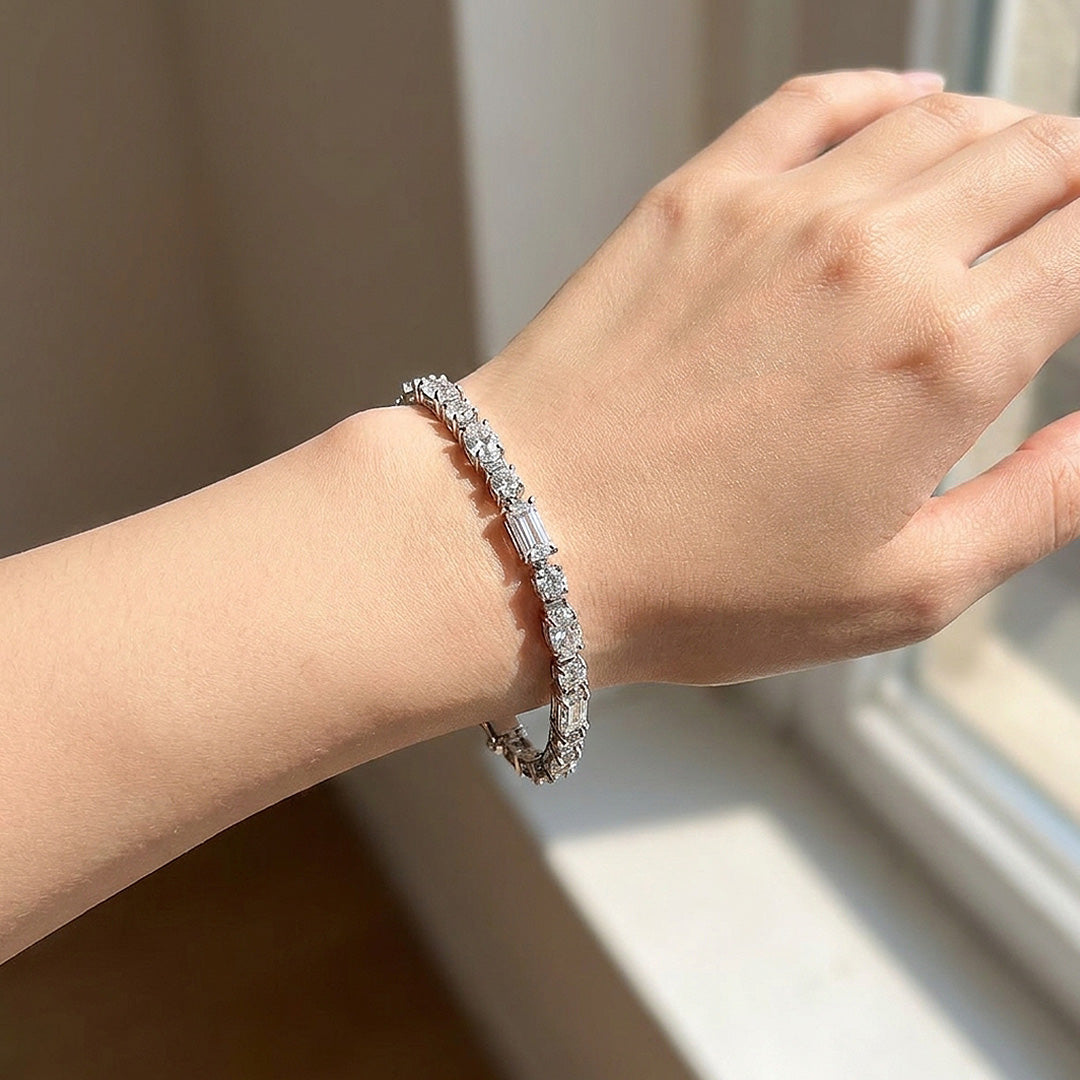 Multi Cut Moissanite Silver Tennis Women Bracelet | Prm9184
