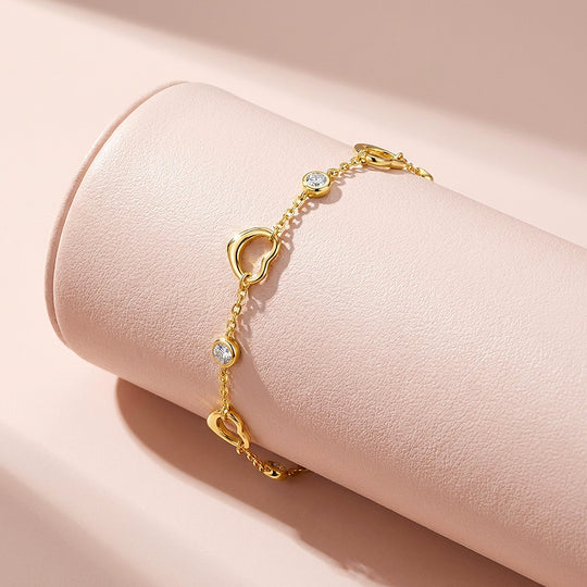 Open Heart Moissanite Gold Chain Women Bracelet | Prm9193