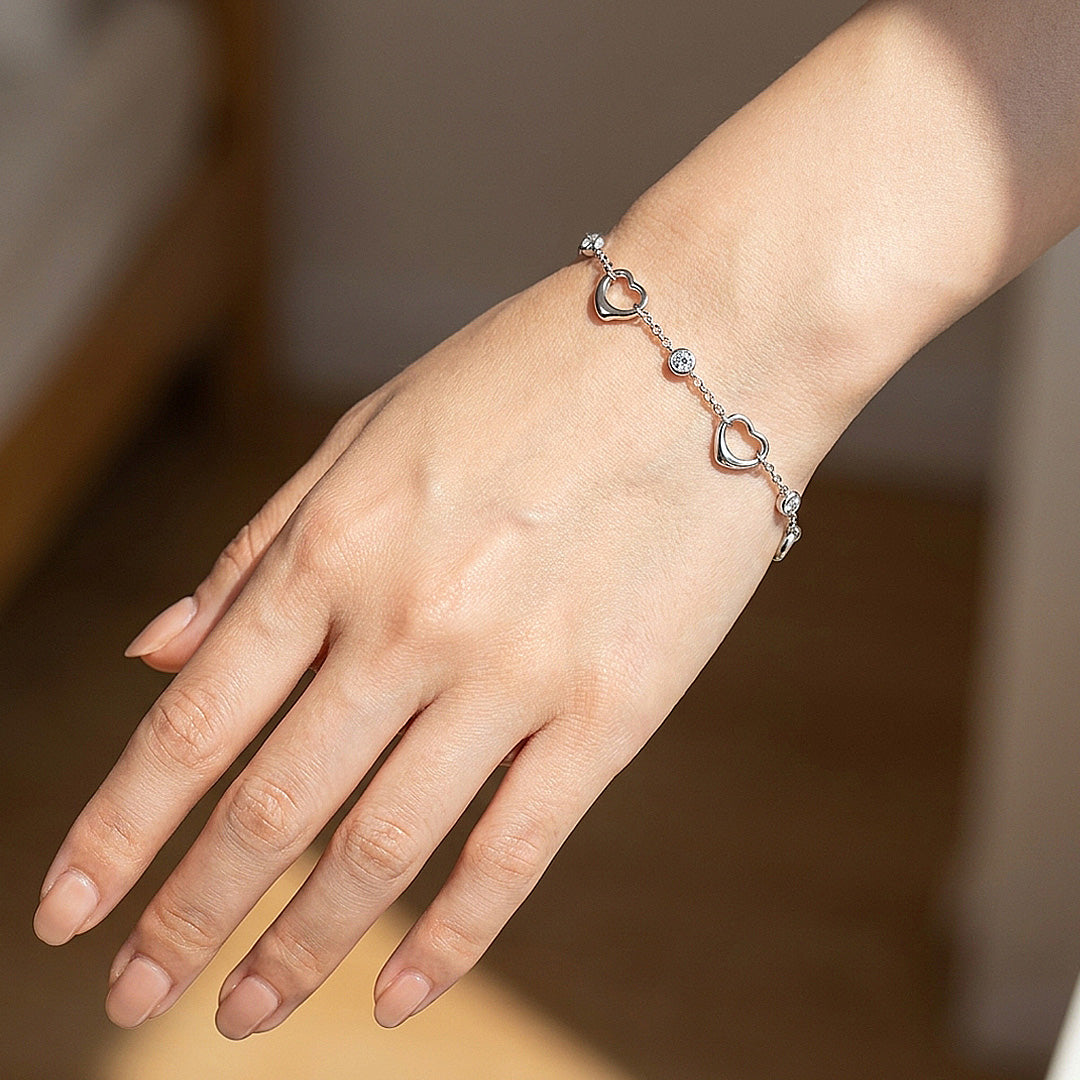 Open Heart Moissanite Women Bracelet | Prm9194