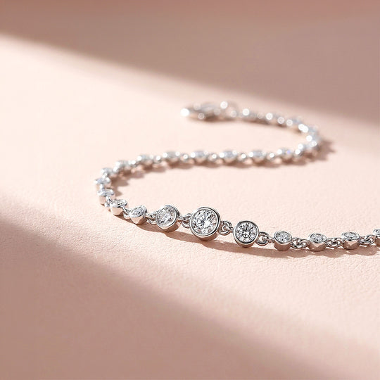 Bezel Set Graduated Moissanite Women Bracelet | Prm9195