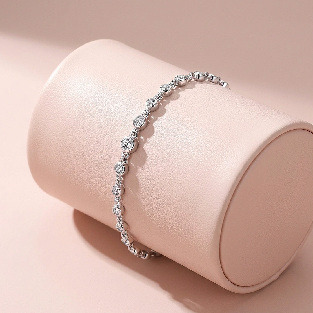 Bezel Set Graduated Moissanite Women Bracelet | Prm9195