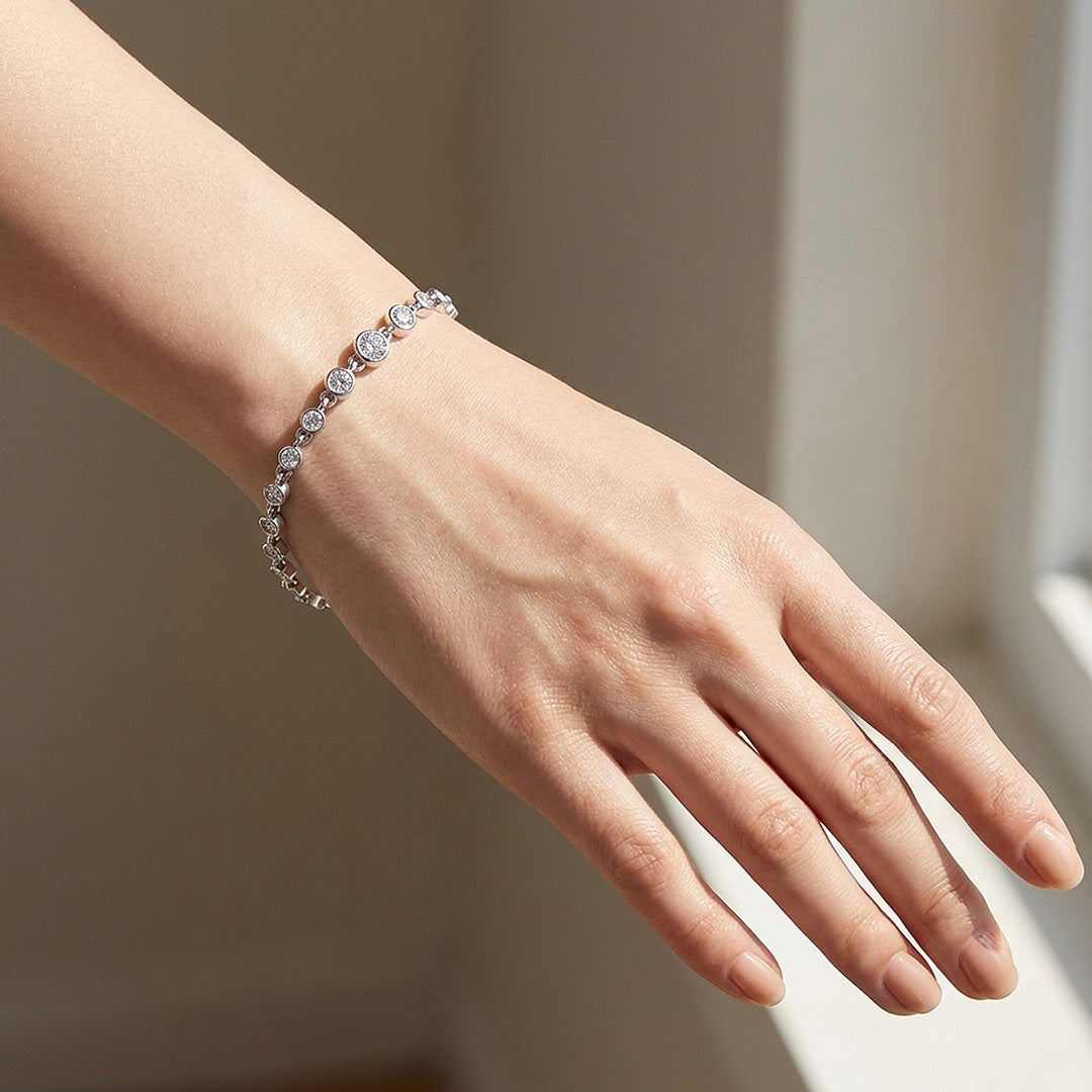 Bezel Set Graduated Moissanite Women Bracelet | Prm9195