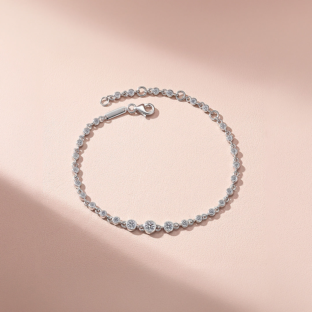 Bezel Set Graduated Moissanite Women Bracelet | Prm9195