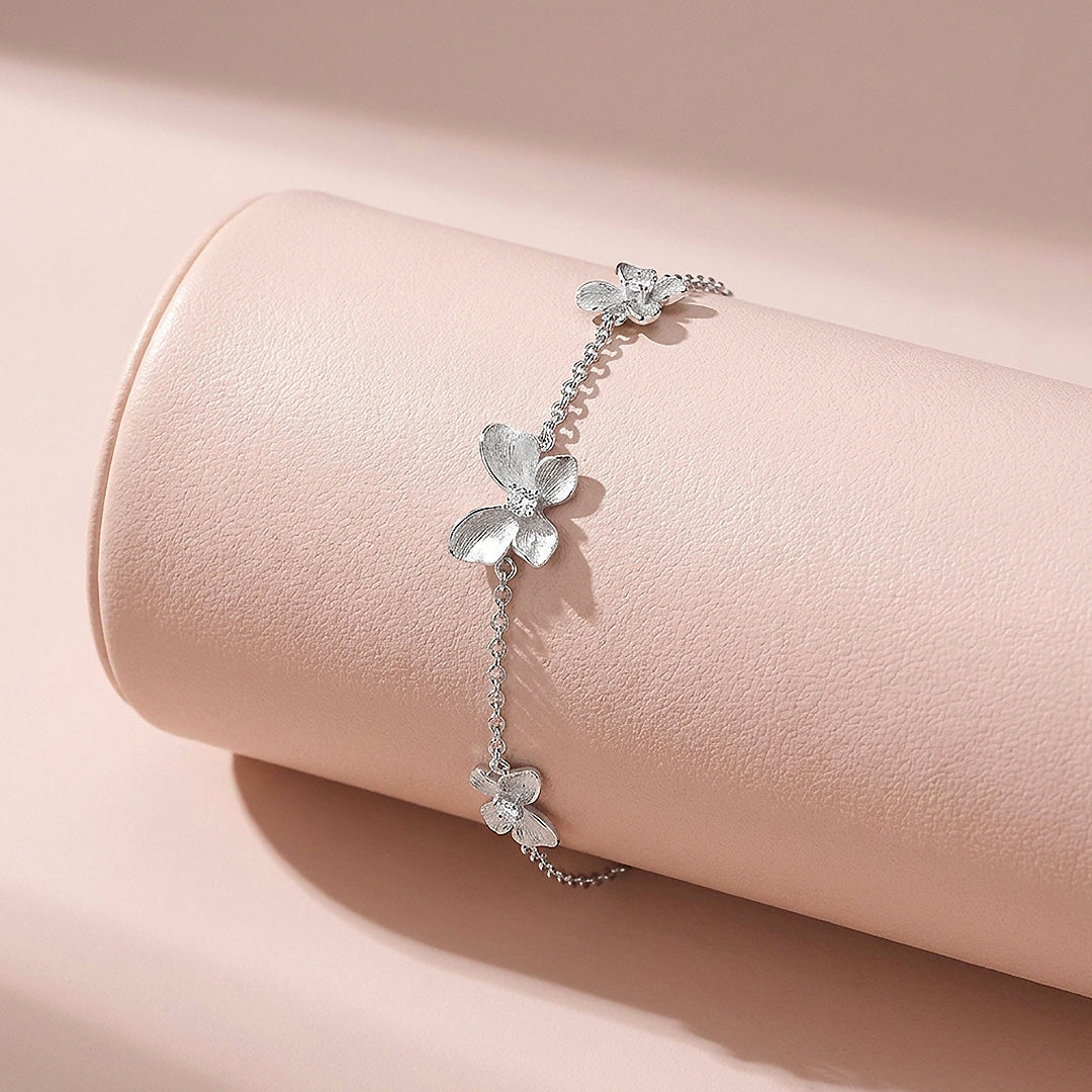 Brushed Butterfly Moissanite Silver Chain Women Bracelet | Prm9197