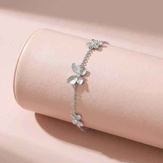 Brushed Butterfly Moissanite Silver Chain Women Bracelet | Prm9197