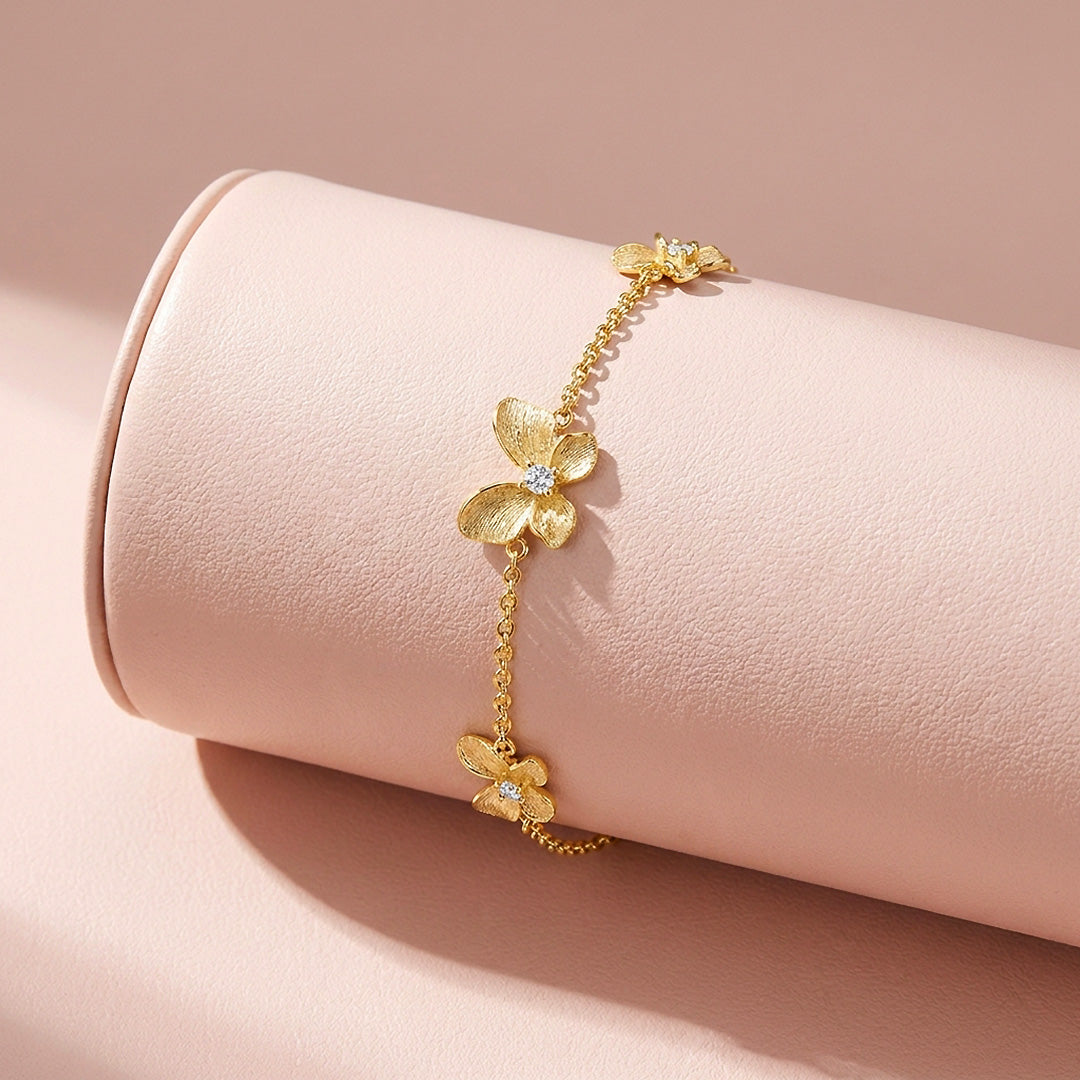 Brushed Butterfly Moissanite Gold Chain Women Bracelet | Prm9198