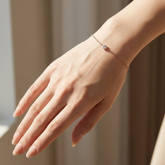 Single Bezel Moissanite Rose Gold Women Bracelet | Prm9200