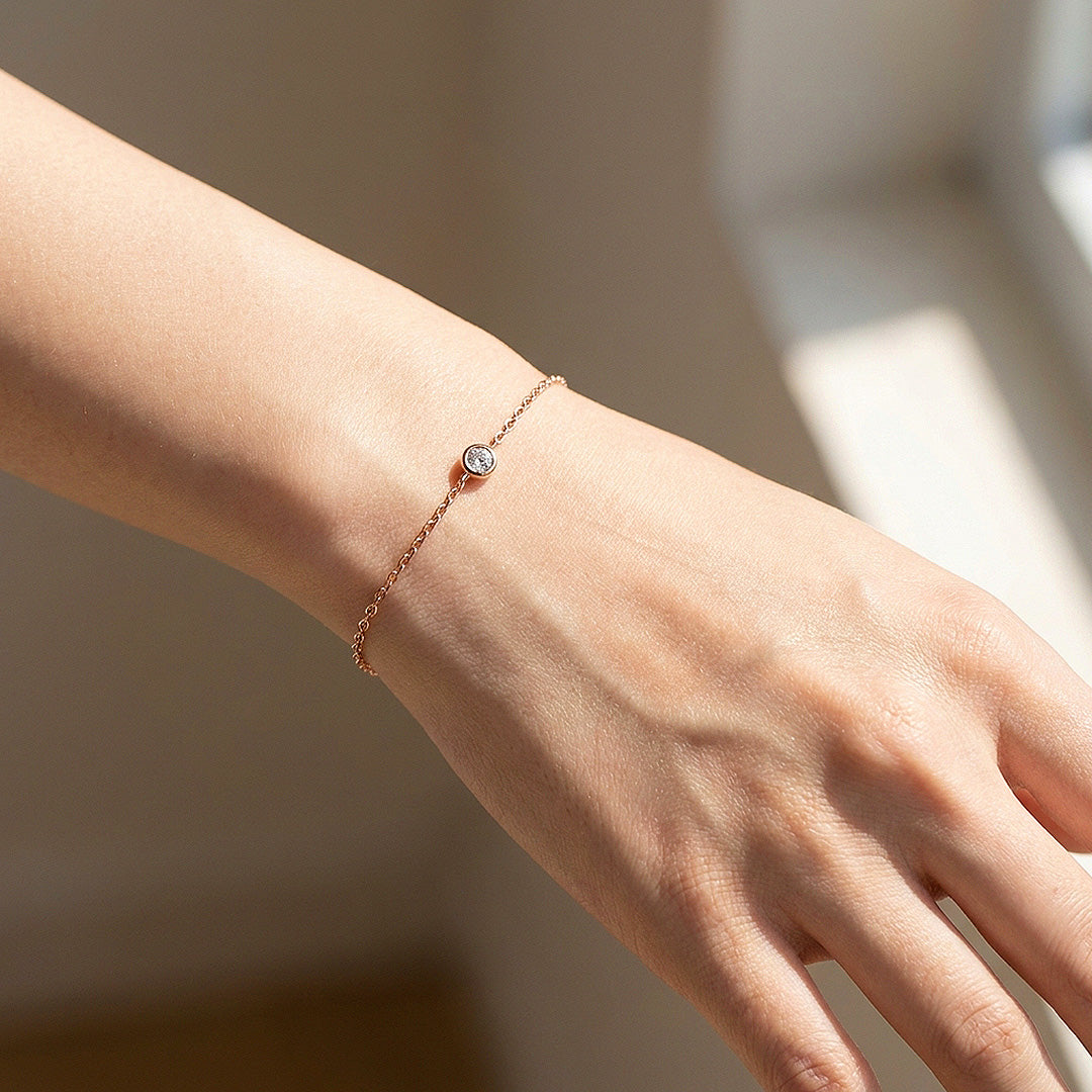 Single Bezel Moissanite Rose Gold Women Bracelet | Prm9200