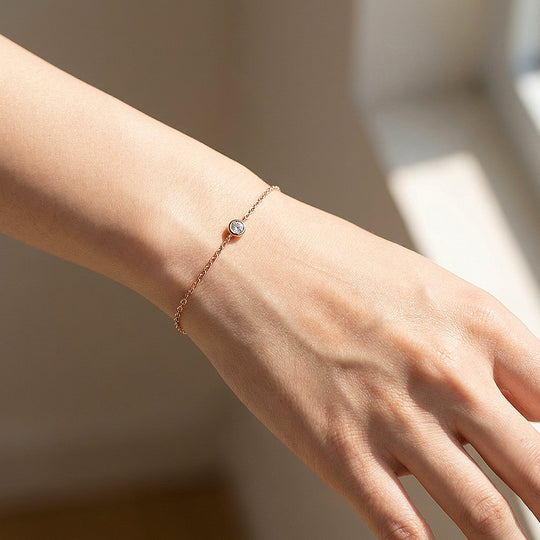 Single Bezel Moissanite Rose Gold Women Bracelet | Prm9200
