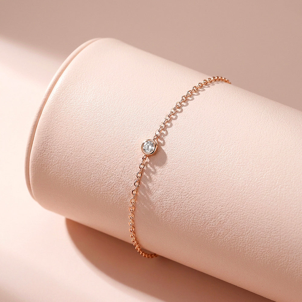Single Bezel Moissanite Rose Gold Women Bracelet | Prm9200