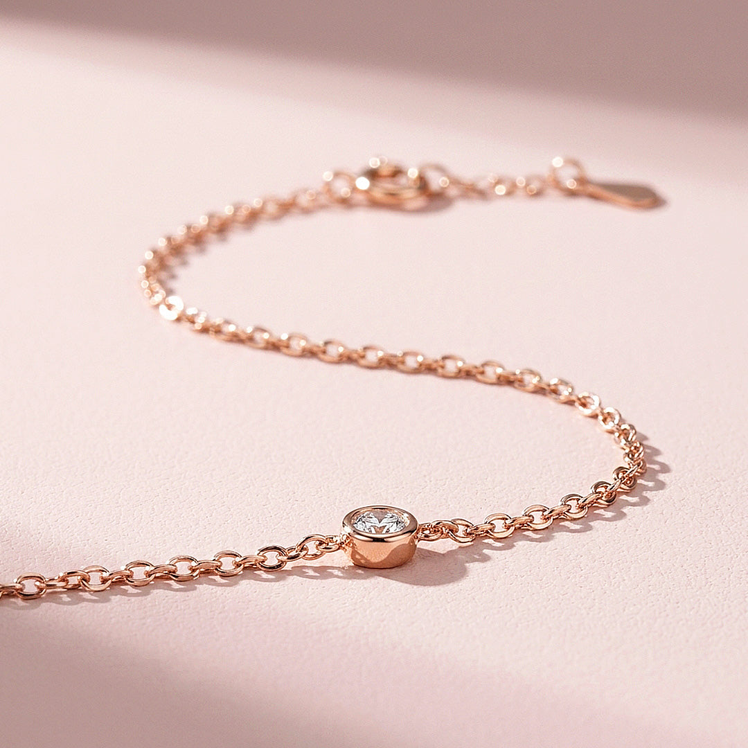 Single Bezel Moissanite Rose Gold Women Bracelet | Prm9200