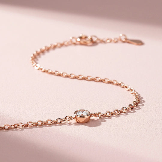 Single Bezel Moissanite Rose Gold Women Bracelet | Prm9200