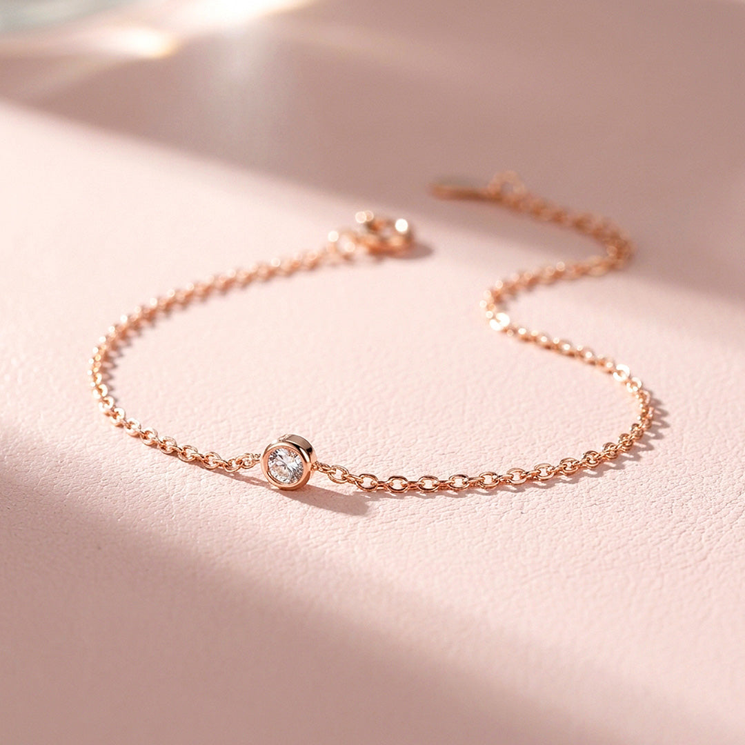Single Bezel Moissanite Rose Gold Women Bracelet | Prm9200