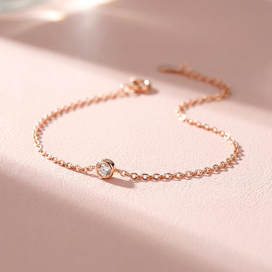 Single Bezel Moissanite Rose Gold Women Bracelet | Prm9200