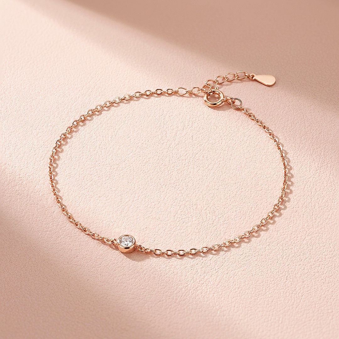 Single Bezel Moissanite Rose Gold Women Bracelet | Prm9200