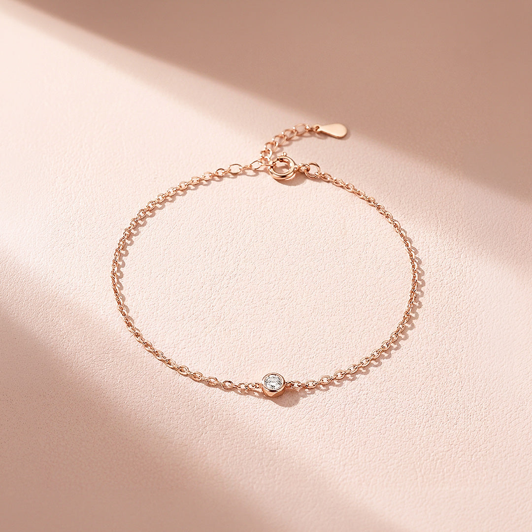 Single Bezel Moissanite Rose Gold Women Bracelet | Prm9200
