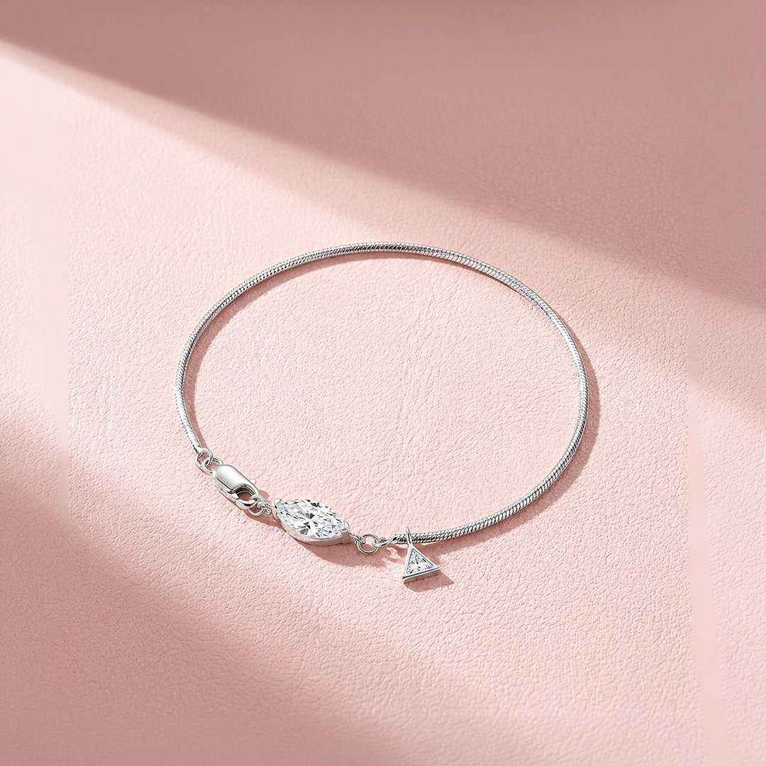 Marquise Moissanite Snake Chain Women Bracelet | Prm9201