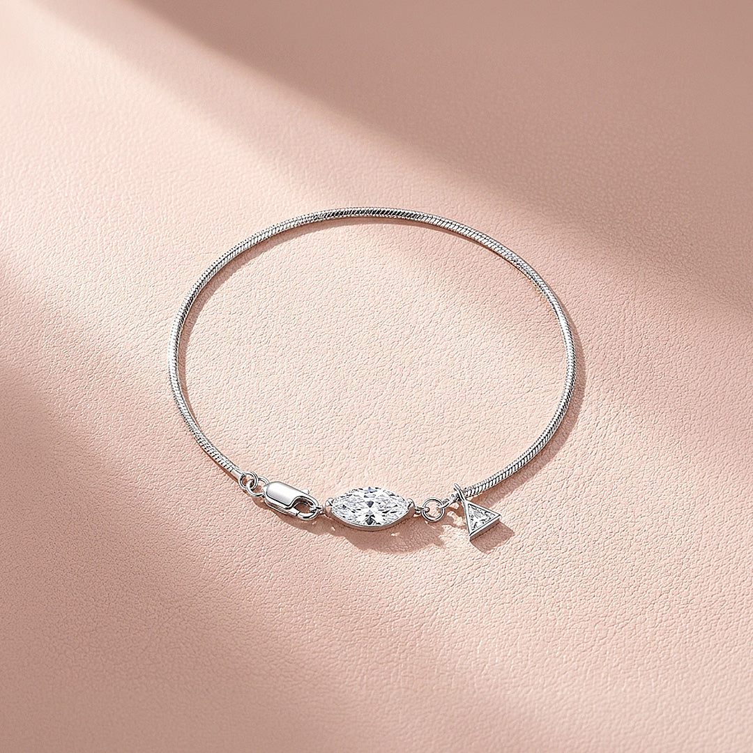 Marquise Moissanite Snake Chain Women Bracelet | Prm9201