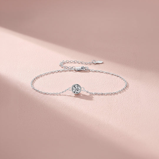 Single Bezel Moissanite Silver Women Bracelet | Prm9202