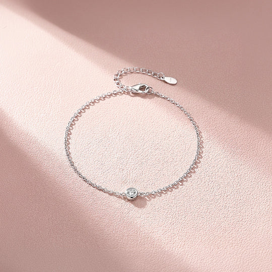 Single Bezel Moissanite Silver Women Bracelet | Prm9202