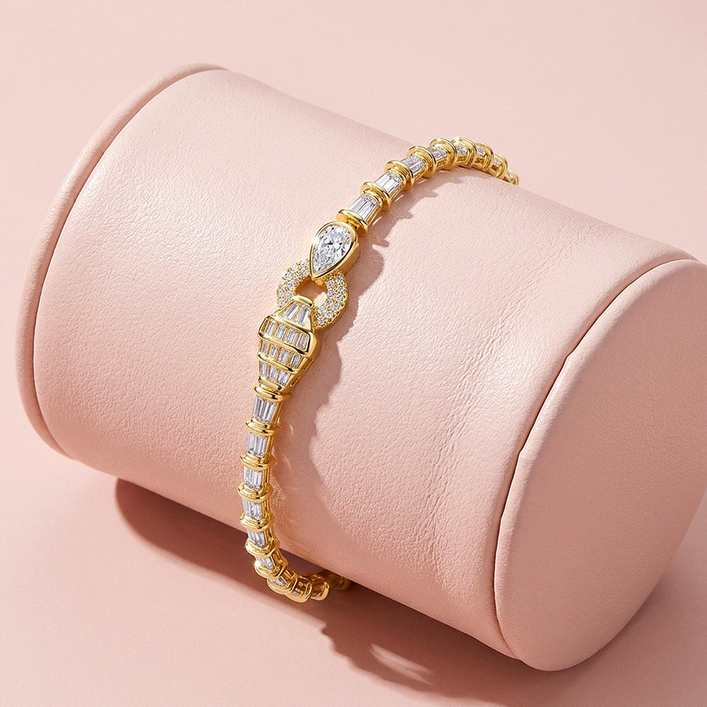 Trapezoid Pear Moissanite Gold Women Bracelet | Prm9208
