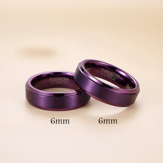 Purple Lavender | Tungsten Couple Rings | Purple Wedding Bands
