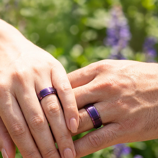 Purple Lavender | Tungsten Couple Rings | Purple Wedding Bands