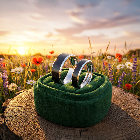 Redolent | Tungsten Couple Rings | Black Wedding Bands