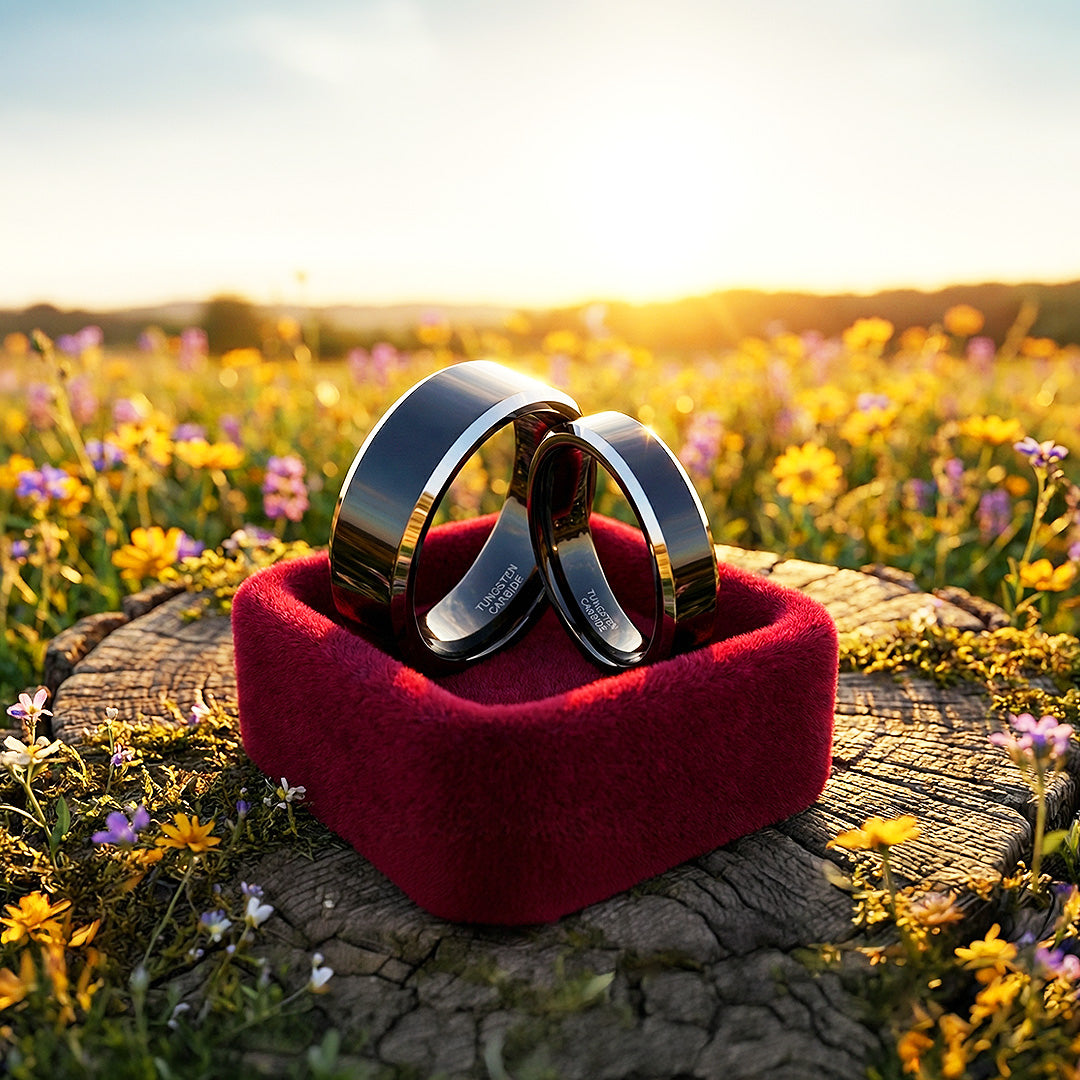 Redolent | Tungsten Couple Rings | Black Wedding Bands