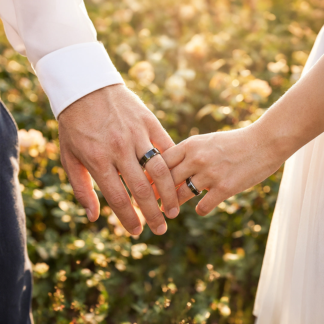 Redolent | Tungsten Couple Rings | Black Wedding Bands