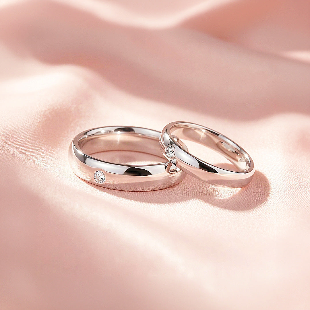 Rome | Tungsten Couple Rings | Silver Wedding Bands