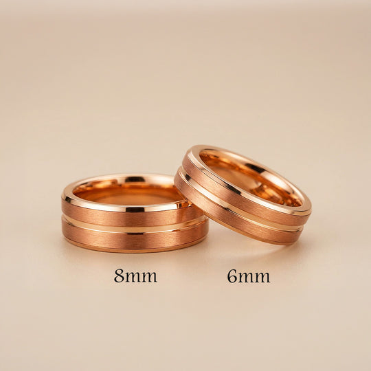 Santa | Tungsten Couple Rings | Rose Gold Wedding Bands