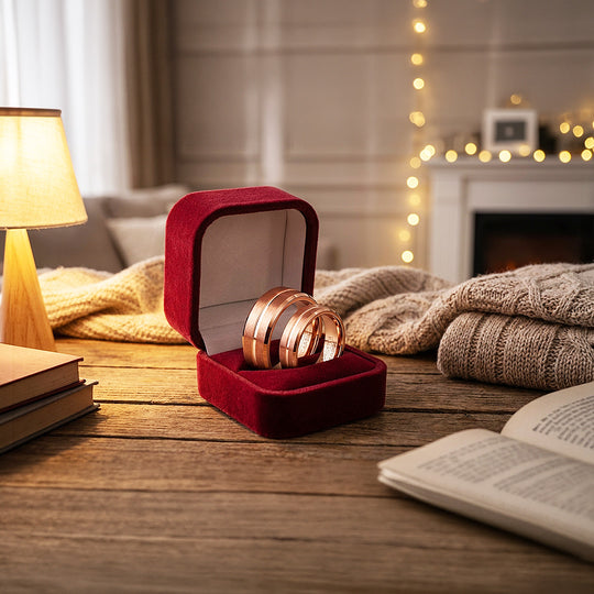 Santa | Tungsten Couple Rings | Rose Gold Wedding Bands