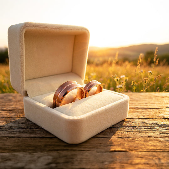 Santa | Tungsten Couple Rings | Rose Gold Wedding Bands